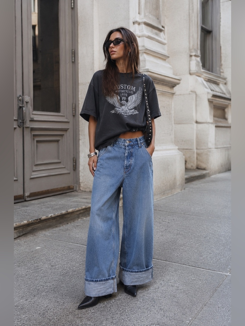 73🌟 NWT🌟Free people Alia Cuffed High Waist Wide Leg jeans 🥰